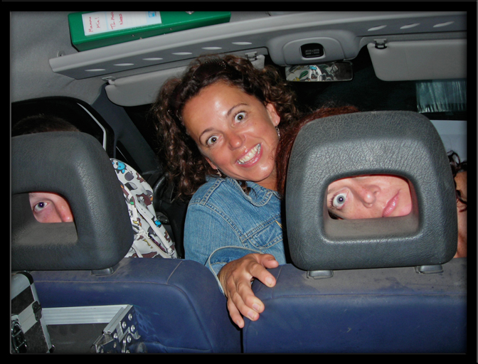 Rob, Sara & Lisa in the van